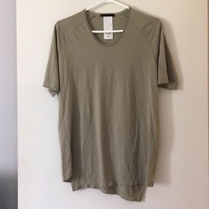 THE VIRIDI-ANNE Japan Taupe Tan Asymmetric Cotton Tee 3